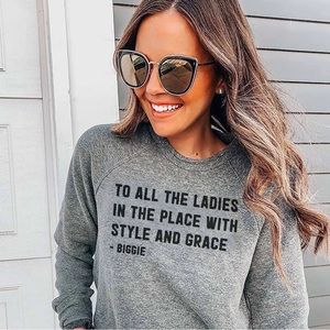 The Home T Biggie lyric grey crewneck swestshirt